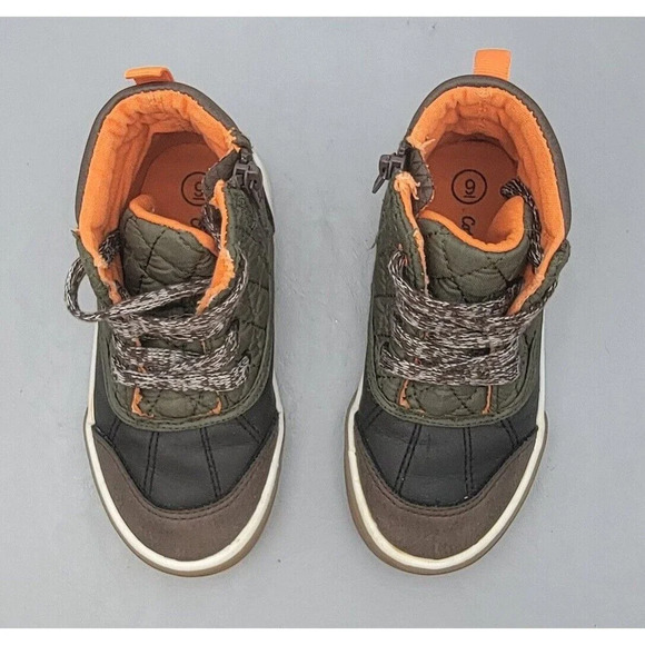 Cat & Jack Boys Boots Size 9 Orange Brown Side Zip Faux Leather - Picture 10 of 13